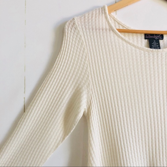 Questions Ivory Ribbed Lace Decor Top - Picture 3 of 6